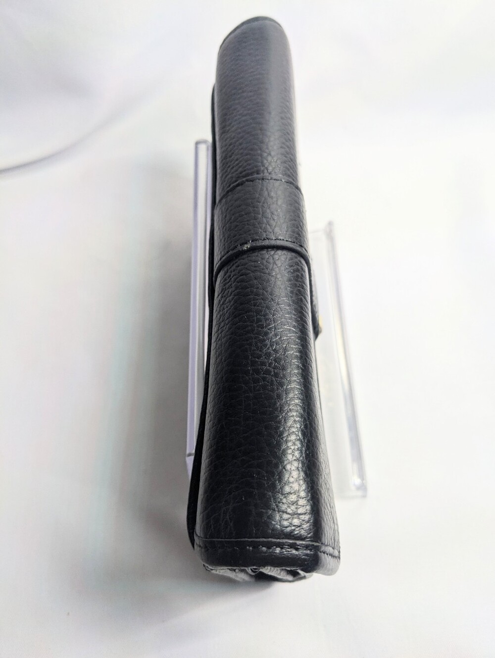 Ora Delphine Fold-over Wallet, Black Pebbled Leather W/ Gold-tone Turnlock - Picture 6 of 15